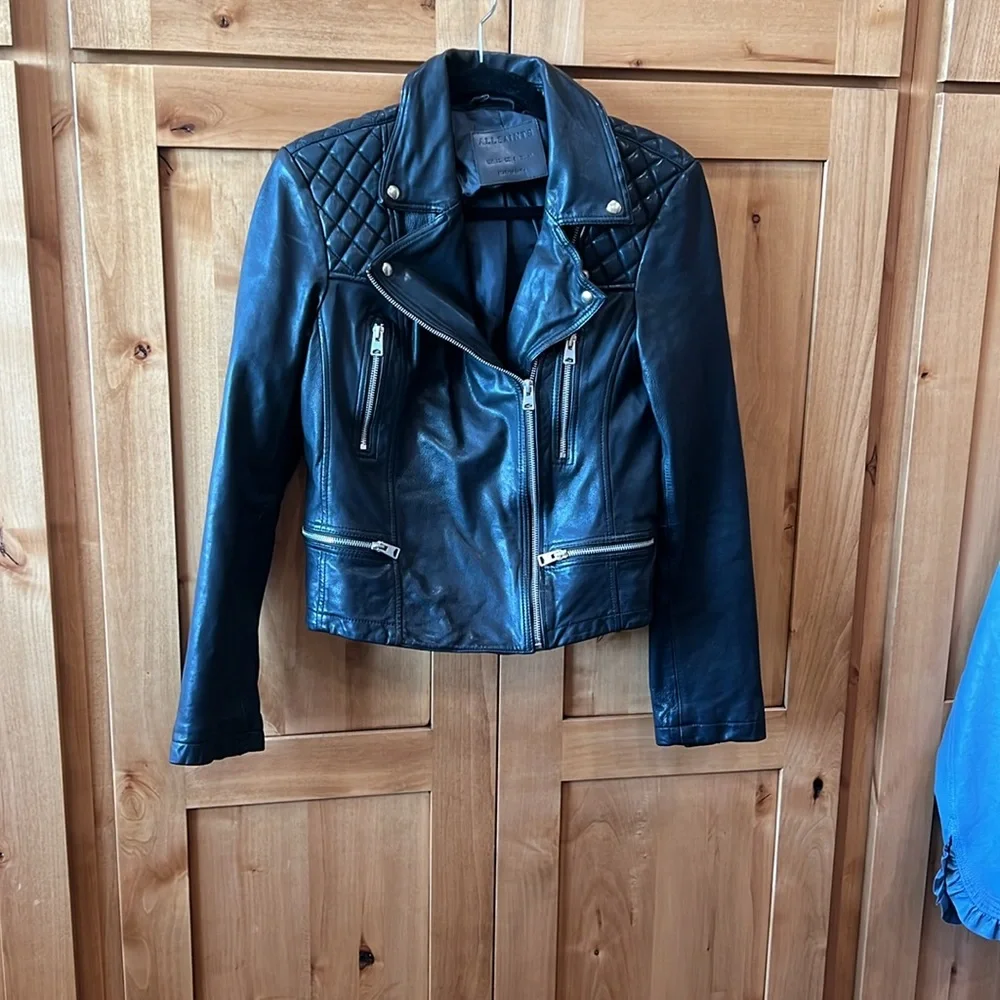 ALLSAINTS CATCH LEATHER BIKER JACKET - Picture 7 of 11